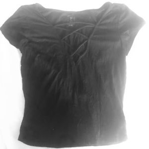 Black crisscrossing crop top